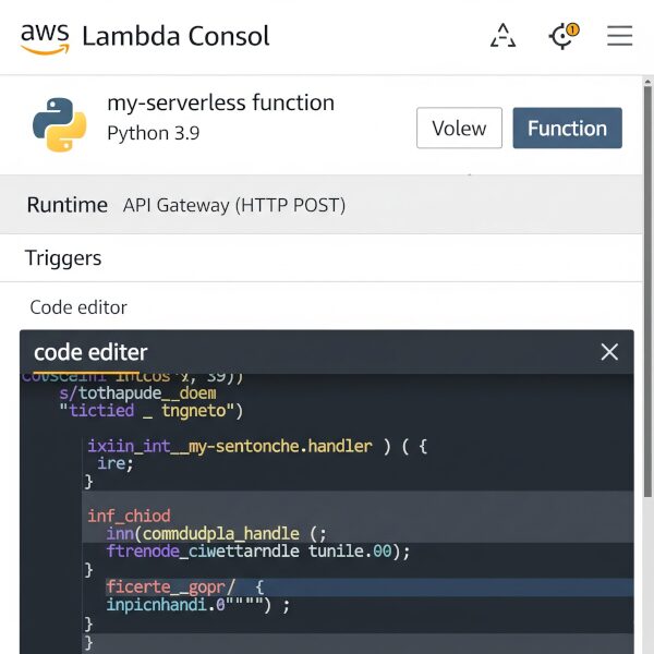 AWS Lambdaの関数設定画面のシンプルなコンソールイメージ。